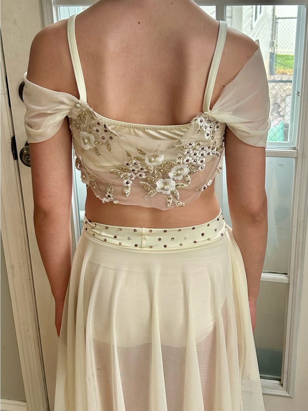 Kelle Cream/Ivory Embellished Two-Piece Dance Costume - Picture 2 of 3